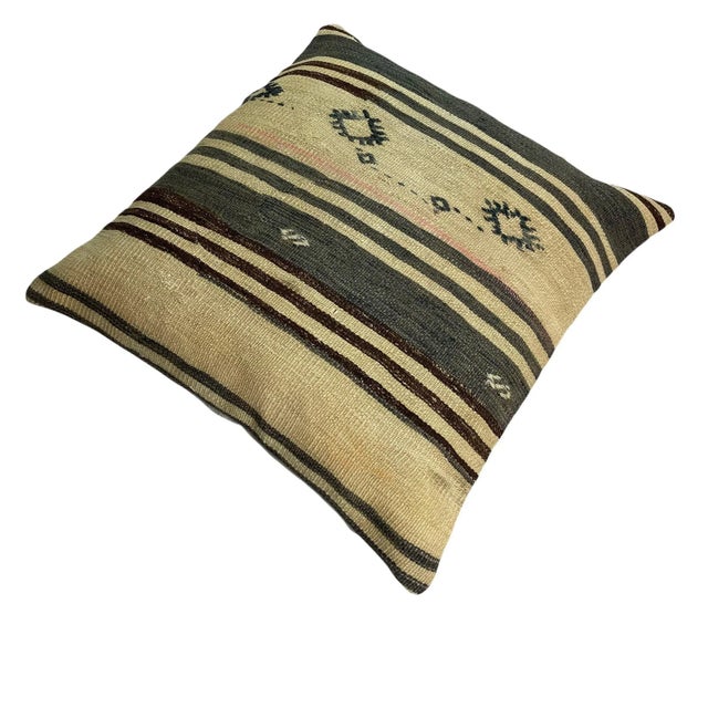 Cream Vintage Turkish Kilim Bench Cushion Cover For Sale - Image 8 of 11
