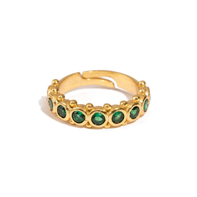 Majestic Emerald Adjustable Gold Statement Ring, Size 8 For Sale - Image 9 of 9