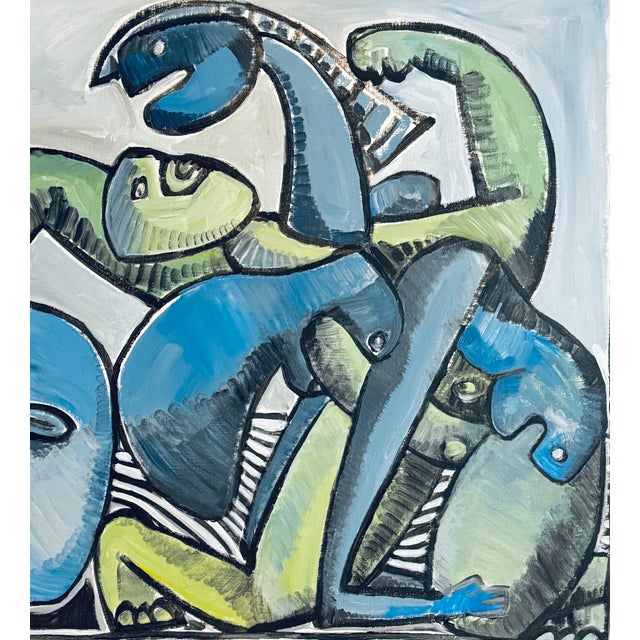 Gundi Falk, Cubist Embrace, Large Acrylic on Canvas, 2000s For Sale - Image 14 of 16