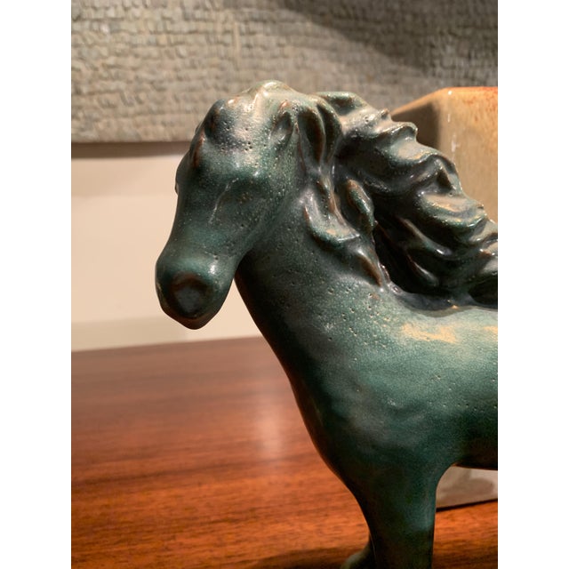 Forest Green Horses in Glazed Ceramic from Guerrino Tramonti, Faenza, Italy, 1957, Set of 2 For Sale - Image 8 of 14