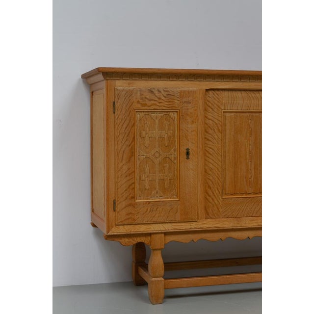 Mid-Century Brutalist Danish Oak Sideboard by Henning Kjærnulf for EG, 1960s For Sale - Image 6 of 18