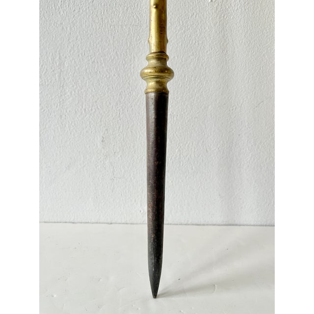 Metal Circa 1920s Hollywood Regency Wood Branch-Form Cast Brass Fireplace Tools - Set of 3 For Sale - Image 7 of 11