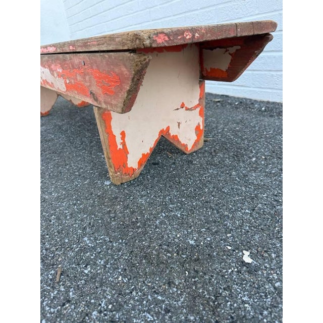 Antique Early American Rustic Style Painted Bench For Sale - Image 12 of 15
