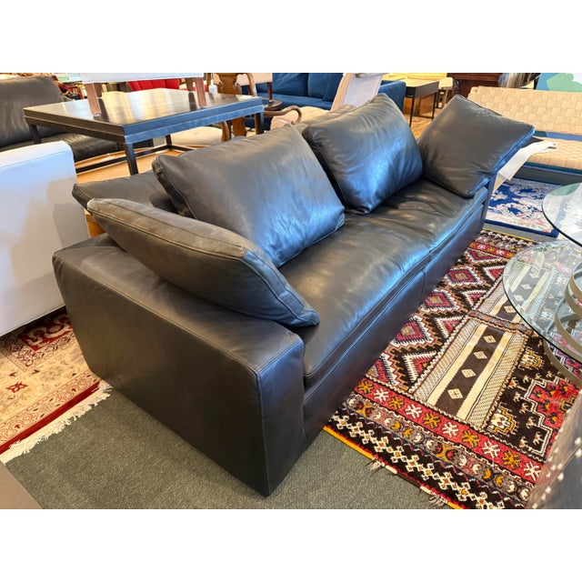 American Restoration Hardware the Cloud Sofa, Ebony Cavalo Leather For Sale - Image 3 of 12