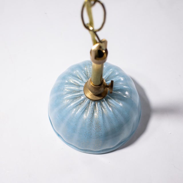 Mid 20th Century Mid‑Century Murano Glass Chandelier in Celeste Blue Floral Venetian Style in the Manner of Seguso Vetri d'Arte For Sale - Image 5 of 18