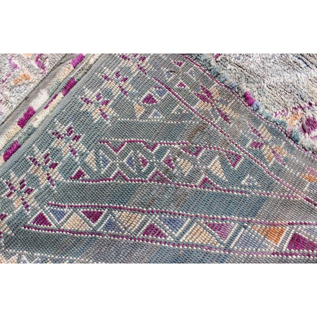Vintage Hand Knotted Moroccan Rug With All-Over Tribal Design in Shades of Blueish/Green For Sale - Image 10 of 11