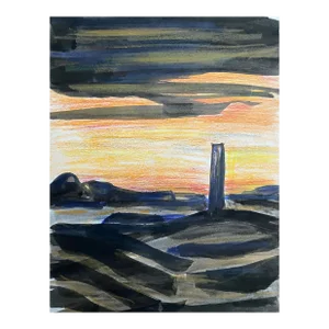 1950s Virginia Spencer Mixed Media Abstracted Landscape