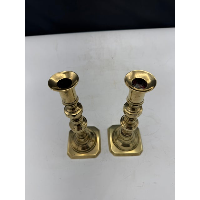 Pair of Vintage Brass Candlesticks For Sale - Image 4 of 5