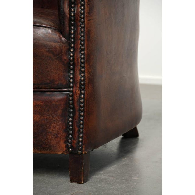 Vintage Sheepskin Club Armchair For Sale - Image 13 of 14