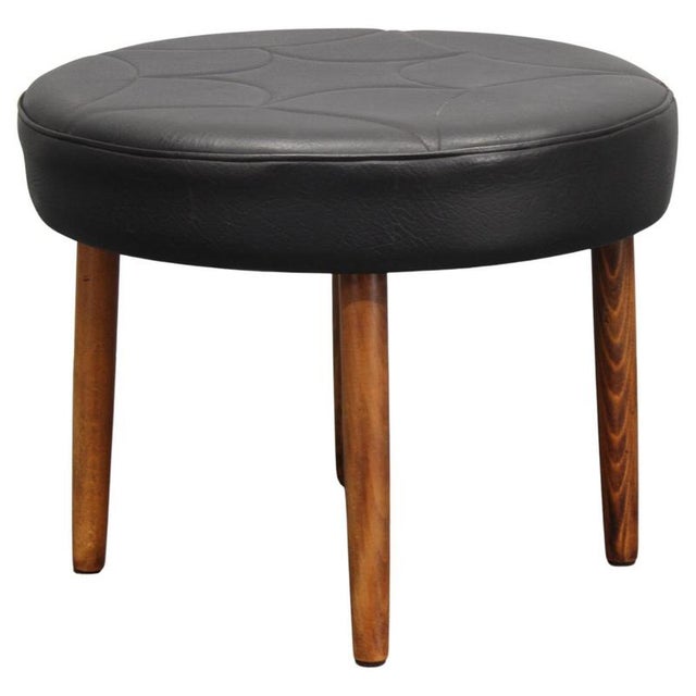 Danish Leather Stool, 1960s For Sale - Image 10 of 10