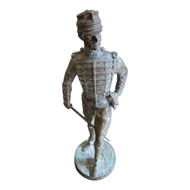 1970s Military Soldier Bronze Sculpture on Stand For Sale