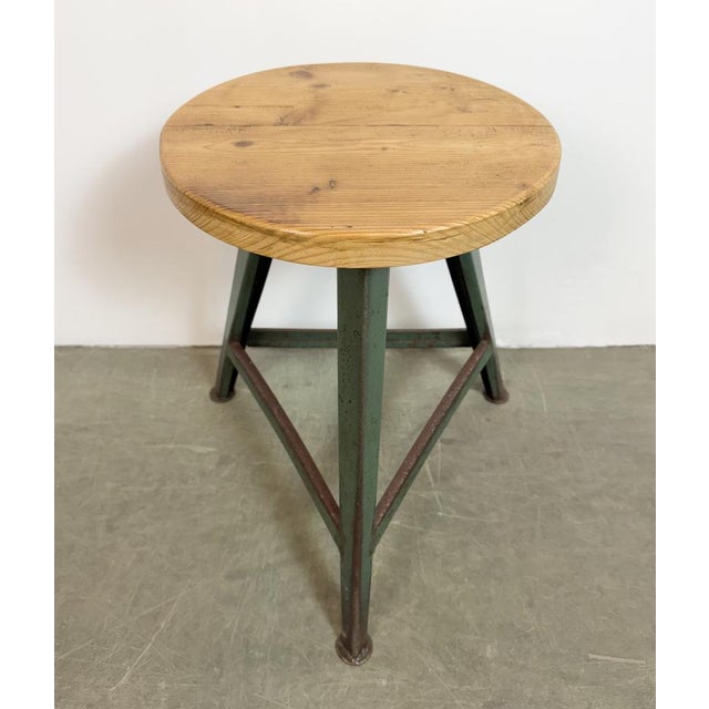 Mid-Century Modern Industrial Green Workshop Stool, 1960s For Sale - Image 3 of 18
