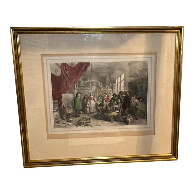 Framed 1842 Hand-Colored Lithograph by Jean-Baptiste Madou – “J. Steen Consultant Ses Amis” For Sale