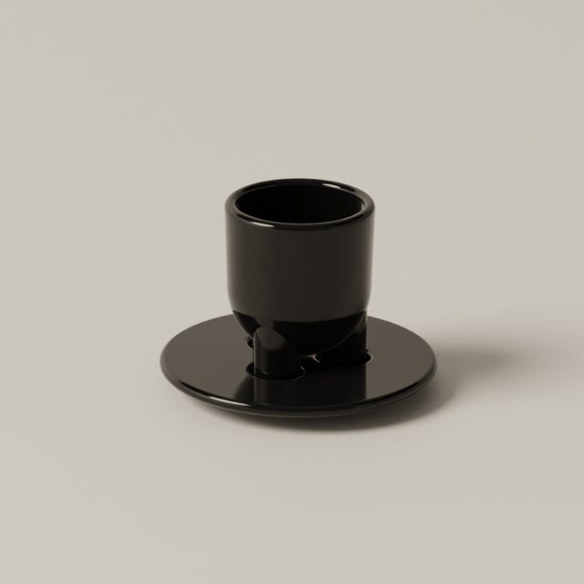 Cuuup Super Glossy Black Coffee Cup and Saucer by Burgio, Set of 2 For Sale - Image 4 of 4
