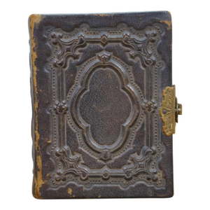 Antique Hidden Secret Embossed Leather Book Storage Compartment Box Album 5"