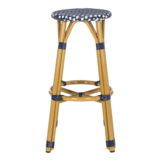 Indoor-Outdoor Barstool in Navy & White For Sale