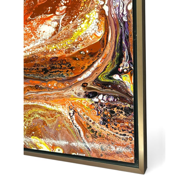 1970s 1970s Richard Mann, Pink Abstract Acrylic Painting in Metal Frame For Sale - Image 5 of 5