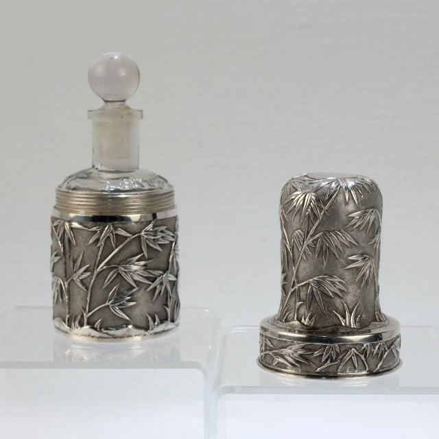 Antique Wang Hing & Co. Chinese Export Silver Travel Dresser Bottle For Sale - Image 4 of 13