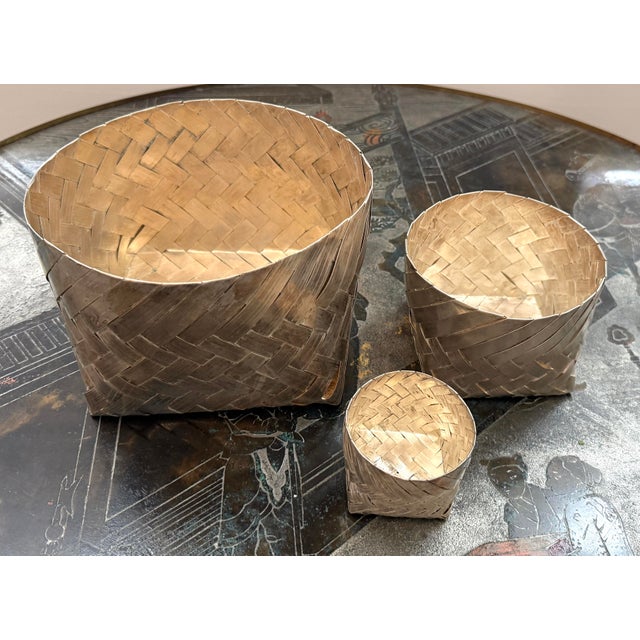 Set/3 Silver Tane Attrib Woven Baskets For Sale In Miami - Image 6 of 8