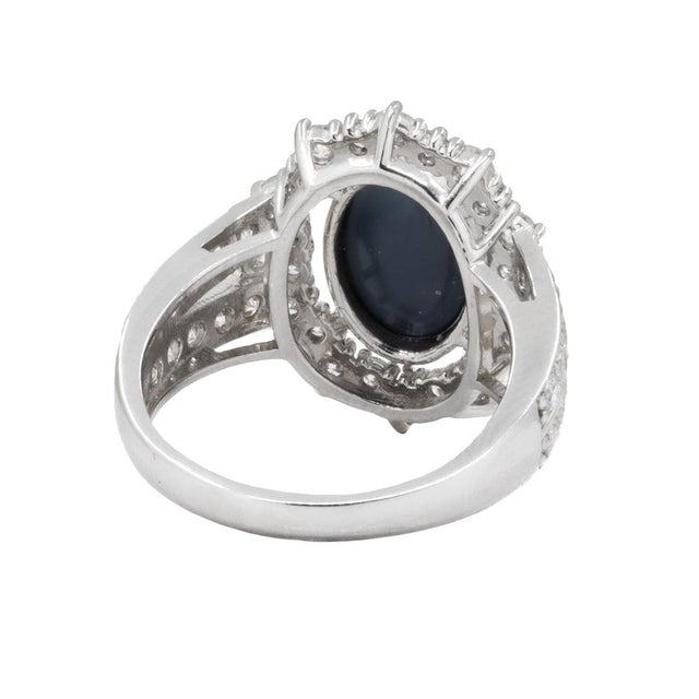 Late 20th Century Platinum Black Opal Ring, Size 5 For Sale - Image 4 of 4