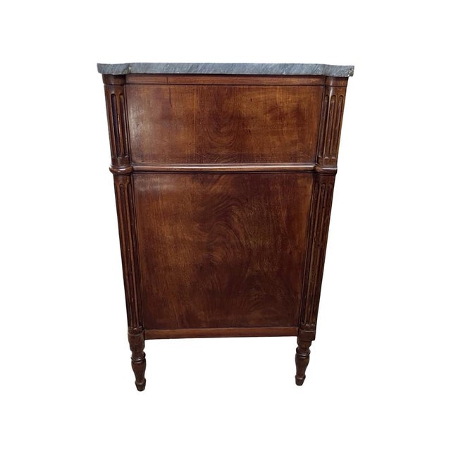 Antique Italian Louis XVI Commode in Walnut with Gray Marble For Sale - Image 5 of 18