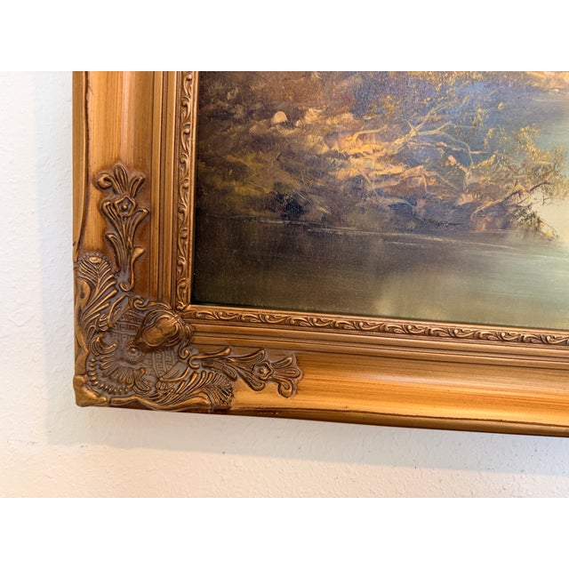 Early 21st Century Josef Benda (German b.1937) Large Oil on Canvas Painting Landscape Gold Frame For Sale - Image 5 of 8