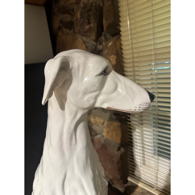 Italian Life-Size, Ceramic Sculpture of Greyhound For Sale - Image 4 of 16