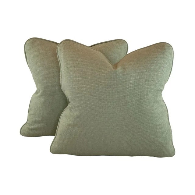 Green P Kaufmann Green Solid Textural Cotton Woven Fabric Sample For Sale - Image 8 of 8