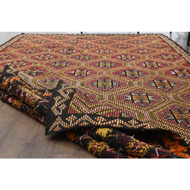 1970s Vintage Turkish Hand-Knotted Wool & Cotton Red Area Rug For Sale In San Francisco - Image 6 of 12