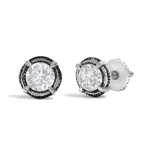 A modern classic, these gorgeous 92.5% sterling silver stud earrings feature round brilliant shape diamonds in 1 total...