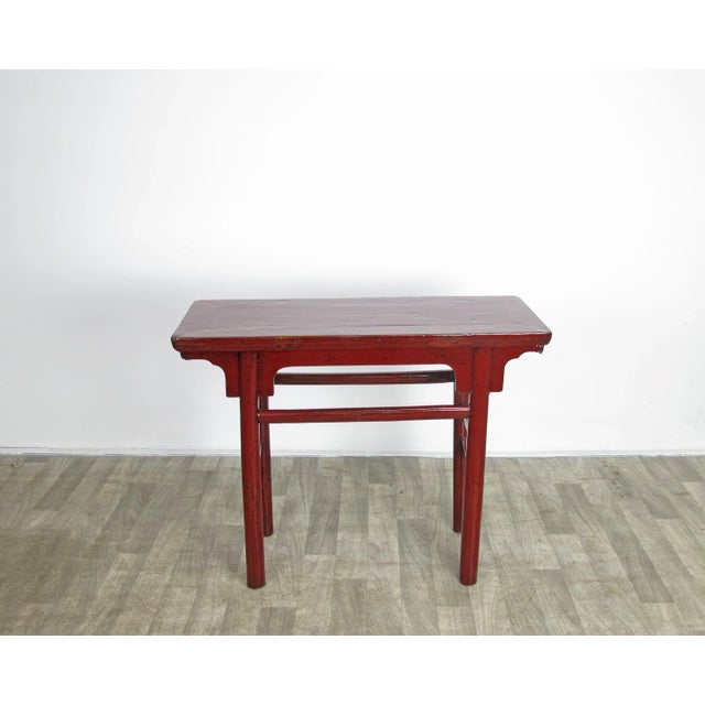 Chinese Small Red Antique Stairway Table For Sale - Image 3 of 8