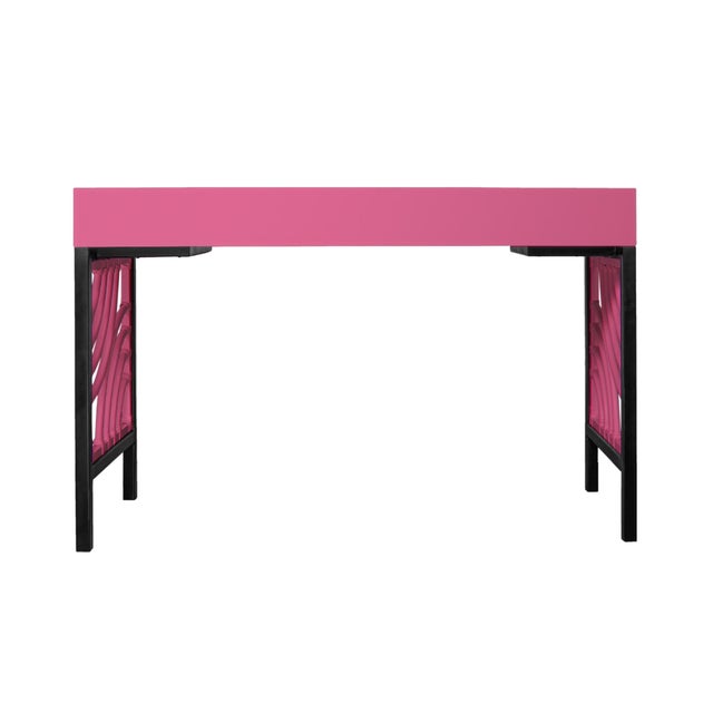 Wood Swirl Writing Desk - Pink For Sale - Image 7 of 9