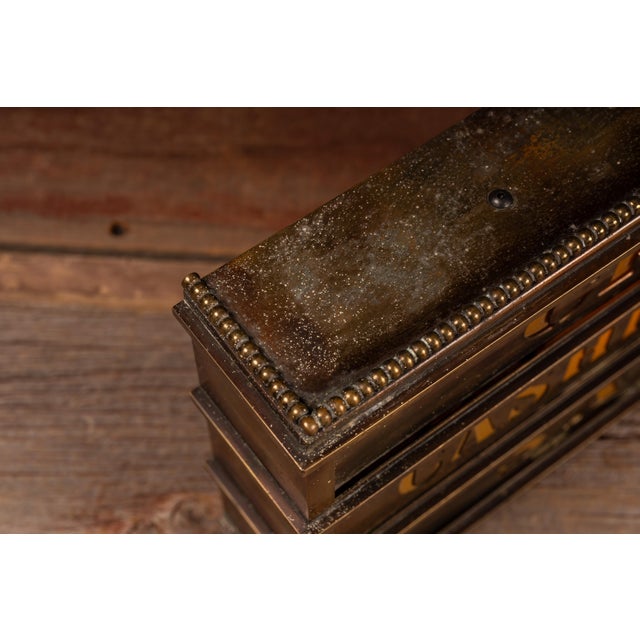 1930s Vintage Illuminated Brass Bank Teller Sign For Sale - Image 5 of 8