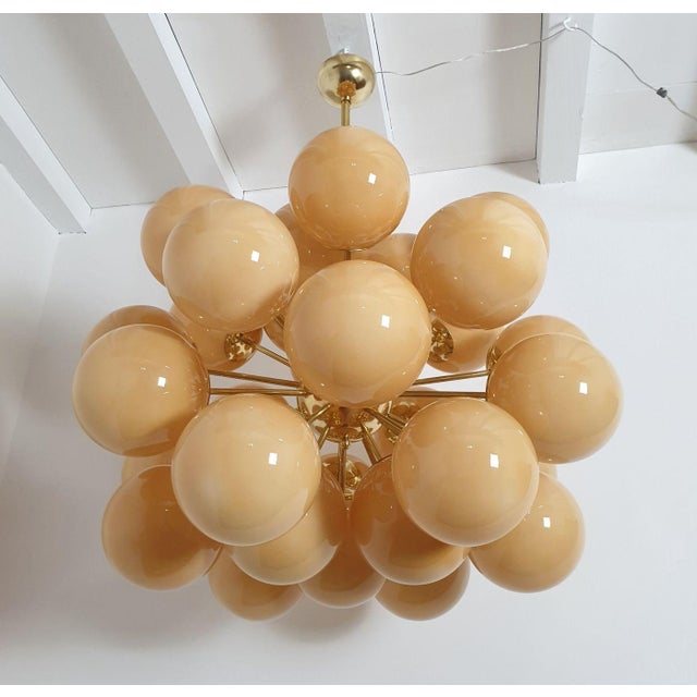1990s 1990s Large Mid Century Modern Amber Glass Sputnik Chandelier For Sale - Image 5 of 11