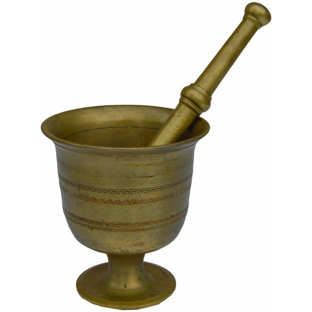 Early 20th Century Antique Engraved Mortar & Pestle For Sale - Image 5 of 5