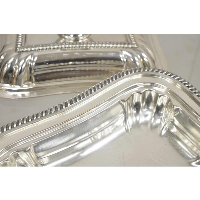 Vintage English Regency Silver Plated Covered Vegetable Serving Platter Dish For Sale In Philadelphia - Image 6 of 11