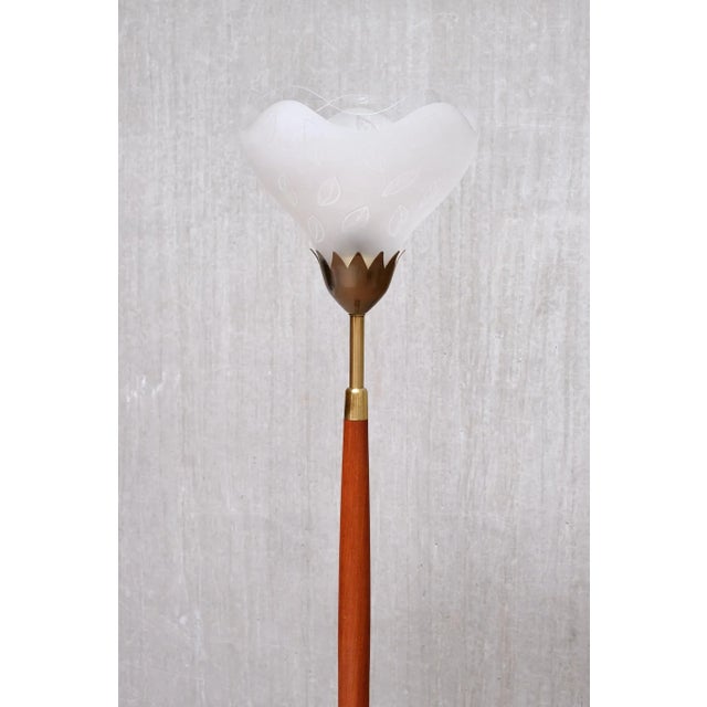 Vintage Swedish Floor Lamp in Mahogany by Carl Fagerlund for Orrefors, 1950s For Sale - Image 12 of 15