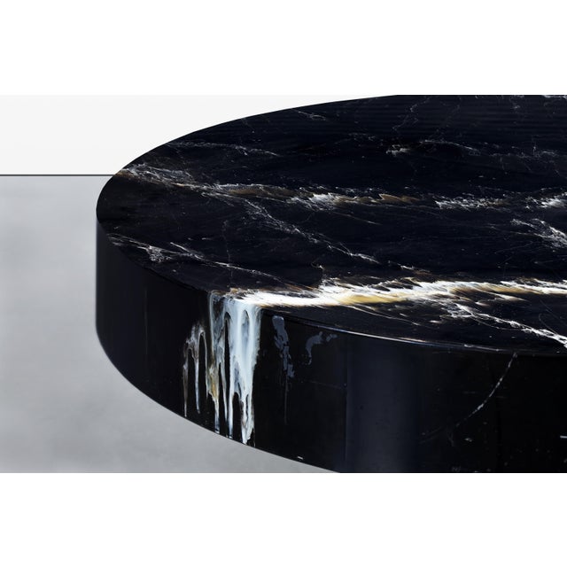 1970s Italian Modern Round Faux Marble and Steel Coffee Table by Willy Rizzo For Sale - Image 5 of 12