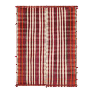 Vintage Jajim Qashqai Persian Kilim With Red, Ivory & Pink Stripes - Rug & Kilim For Sale