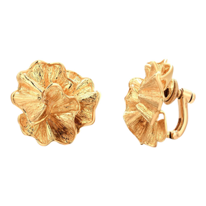 Vintage Cartier 18k Yellow Gold Floral Petal Clip-on Earrings, A Pair