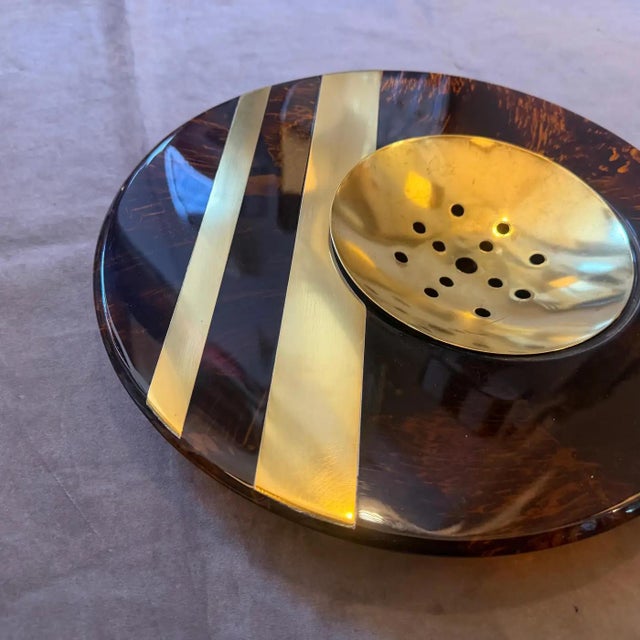 Guzzini 1970s Dior Home Style Mid-Century Modern Faux Tortoiseshell Lucite Centerpiece For Sale - Image 4 of 14