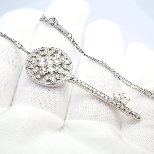 Tiffany & Co Platinum Large Victoria Vine Key Pendant Necklace For Sale - Image 14 of 14