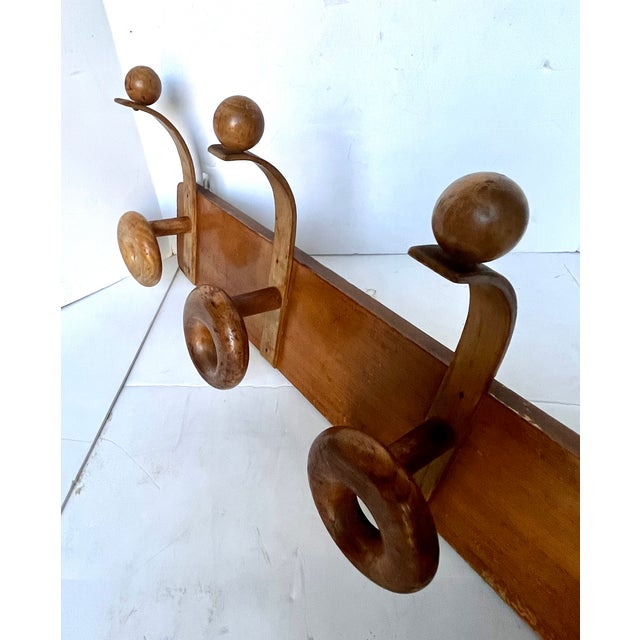 Brown 20th Century MCM Modern French Coat & Hat Rack For Sale - Image 8 of 15