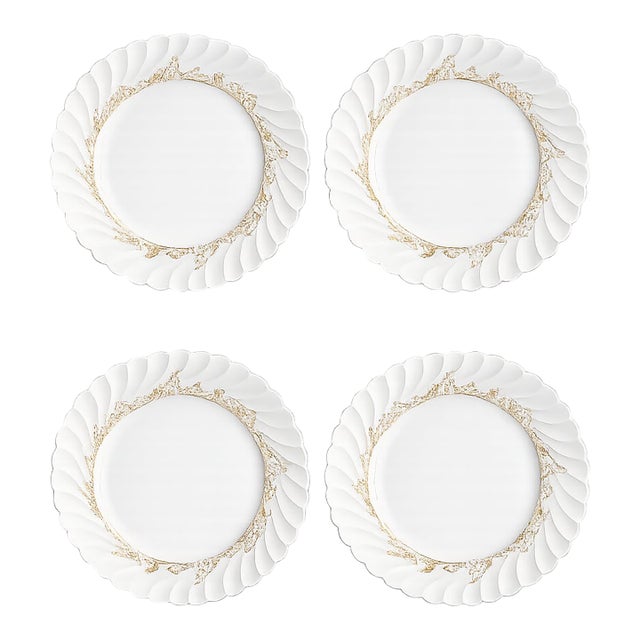Mid 20th Century Haviland Limoges "Ladore" Gold Floral Porcelain Salad/Luncheon Plates – Excellent Condition - Set of 4 For Sale