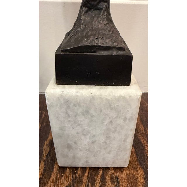 Late 20th Century Pair of Giacometti Style Male & Female Figural Sculptures on Marble Bases For Sale In Dallas - Image 6 of 17