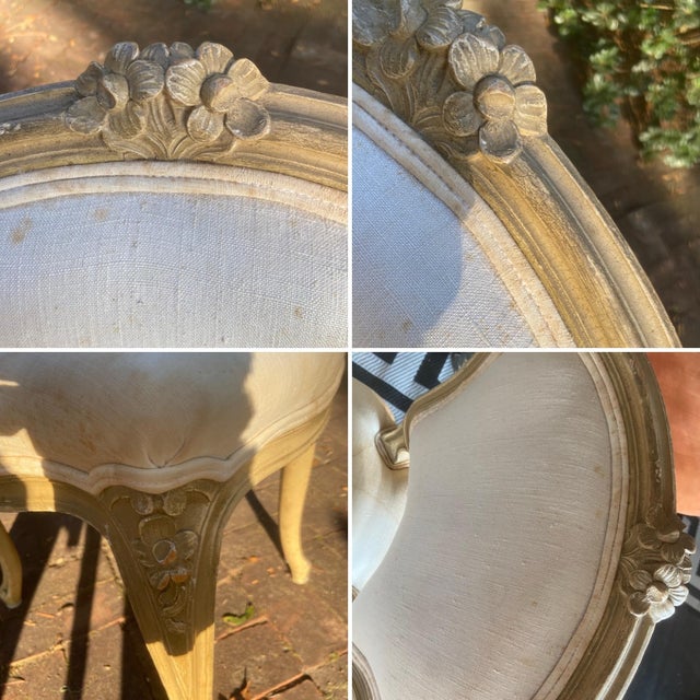 Wood Antique French Provincial Side Chairs - Pair For Sale - Image 7 of 12