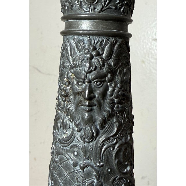 Antique German Hand Blown Glass Pewter Figural Cherub Claret Decanter Bottle For Sale - Image 10 of 18