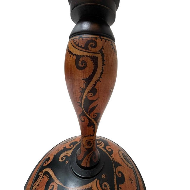 Wood Dutch Art Deco Batik Floor Lamp by Hans Steinpatz, 1920s For Sale - Image 7 of 17