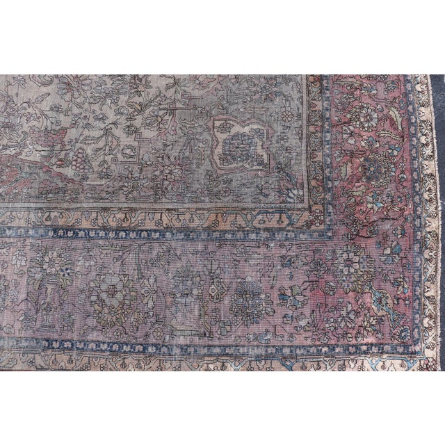 Antique Persian Silk Mohtesham Rug With Central Medallion 7'0 X 10'5 For Sale - Image 9 of 15