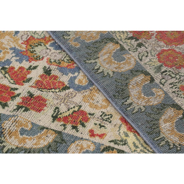 Beige Rug & Kilim’s Classic Style Runner Rug in White With Floral Patterns For Sale - Image 8 of 8